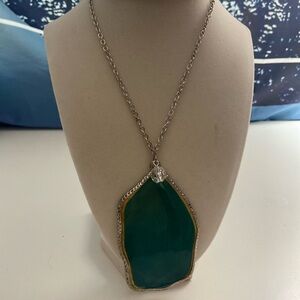 Elegant Silver and Green Pendant Necklace